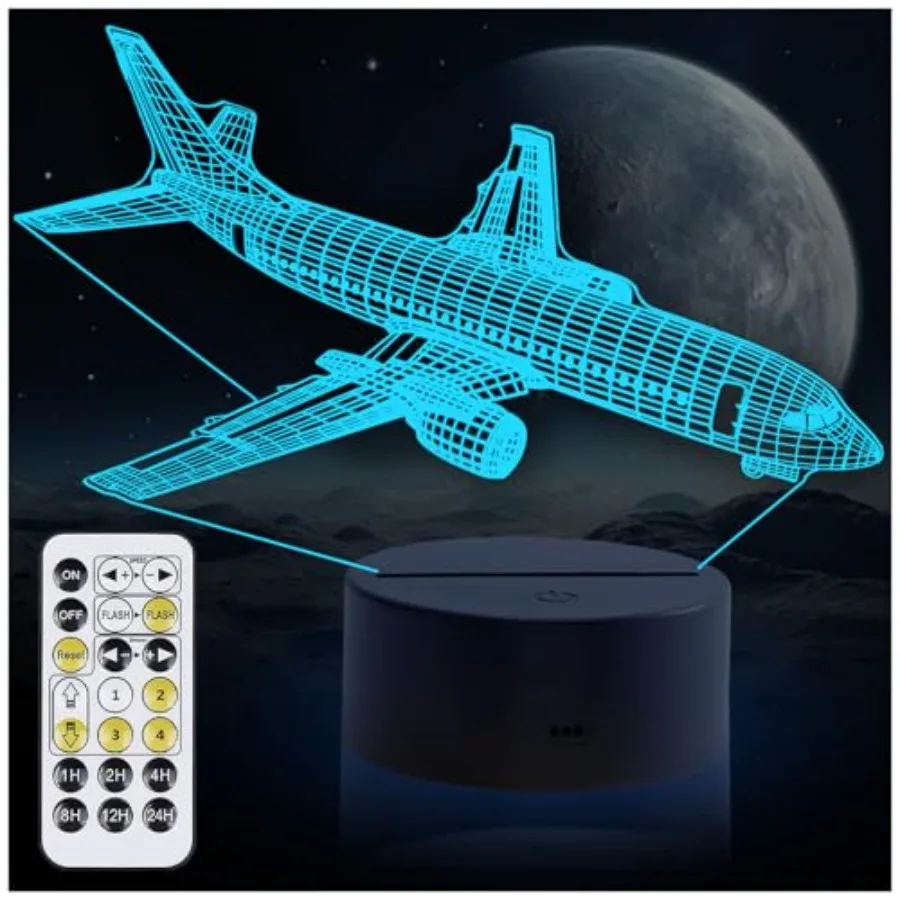 3D LED Airplane Night Light with Remote