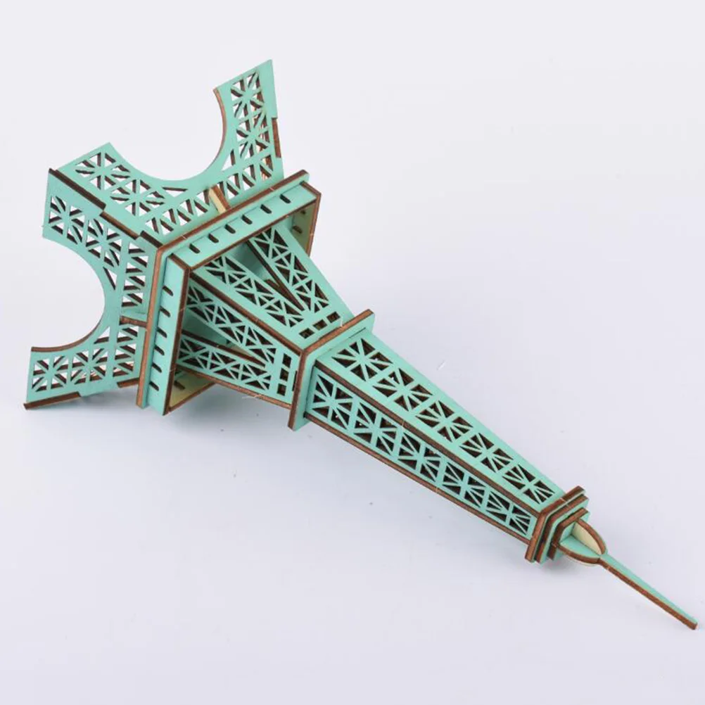 Drewniane puzzle 3D Wieża Eiffla Kreatywne edukacyjne DIY Zielone układanki dla dzieci Budynki Puzzle Wieża Eiffla
