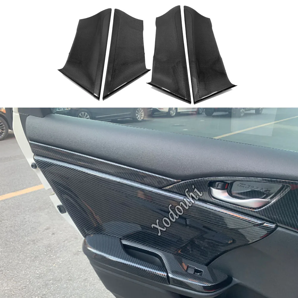 Car Inner Door Panel Cover Sticker Carbon Fiber Pattern Decoration Trim Frame for Honda Civic 10th 2016 2017 2018 2019 2020 2021
