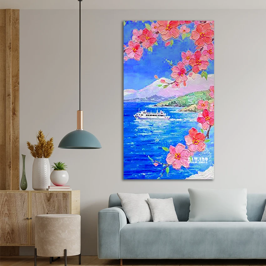 

Цветочная пейзажная картина, акриловая текстурированная стена на холсте, абстрактные пейзажи, картины маслом, безрамные, подарки для украшения отеля