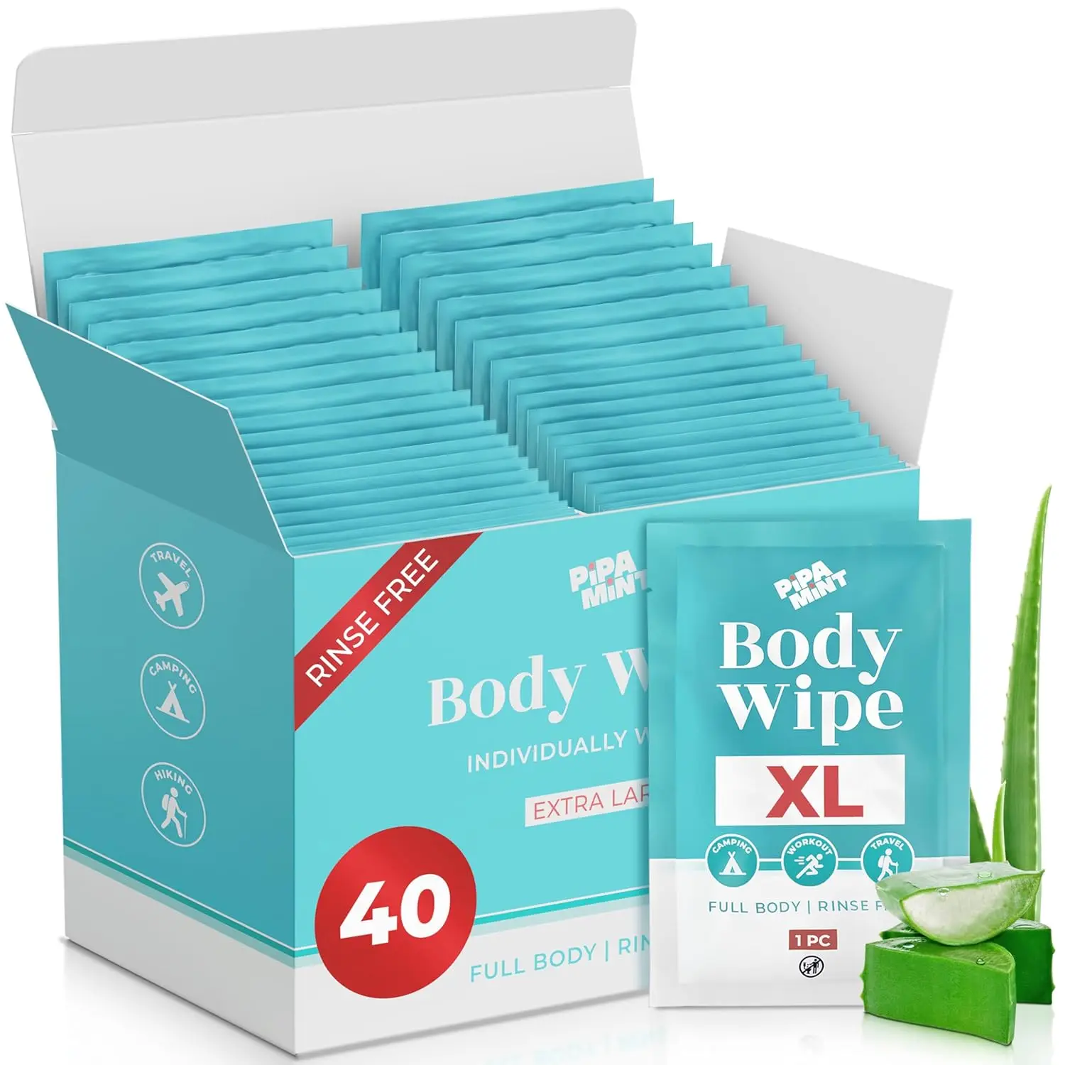 Vitamin E & Aloe Vera Wet Wipes for Adults, Fragrance-Free Face and Body Wipes, Travel Essentials Individually Wrapped