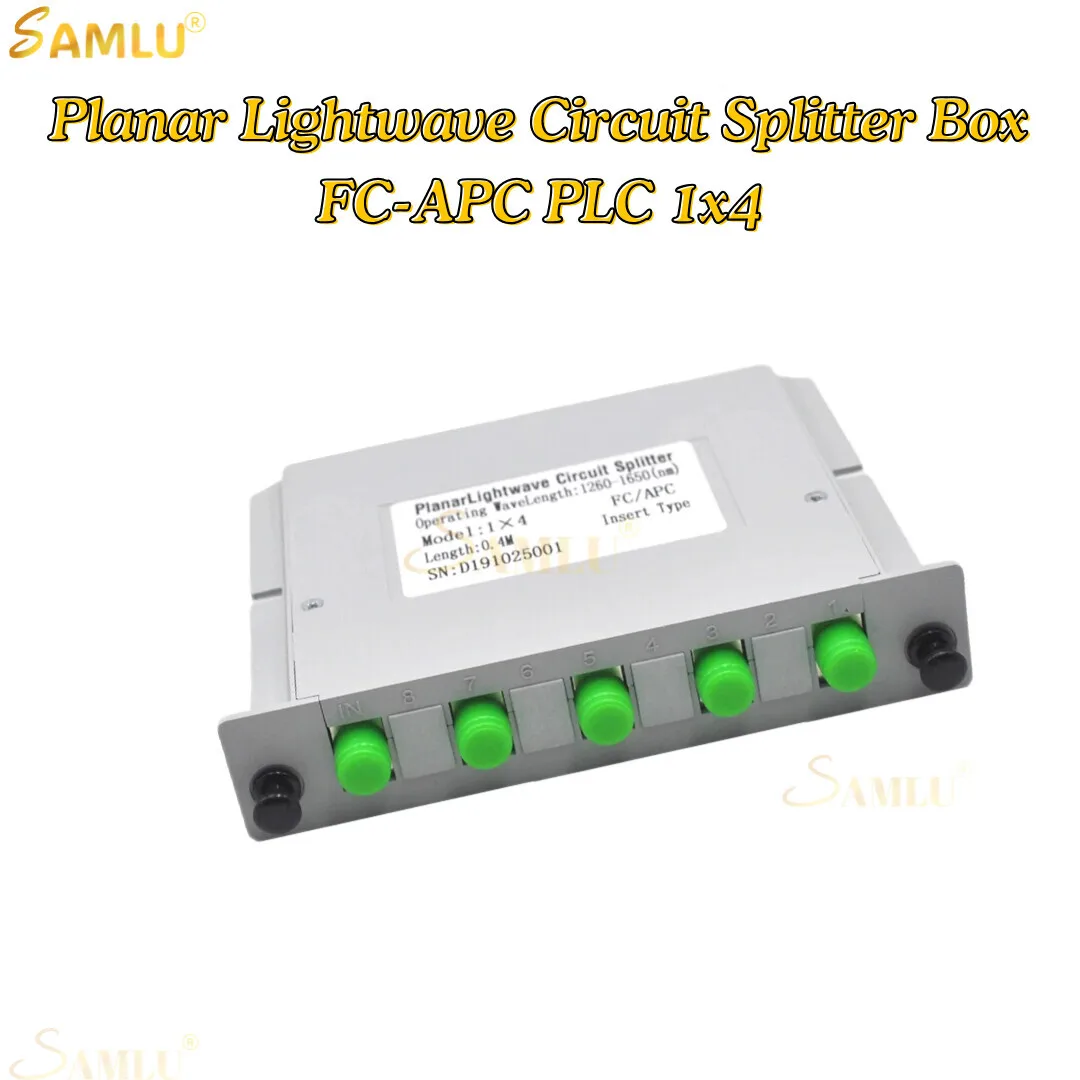 FC-APC PLC 1x4 splitter Fiber Optical waveguide Box FTTH PLC splitter 1*4 Planar Lightwave Circuit splitter box