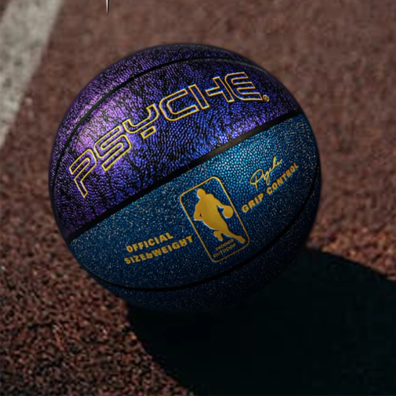‌ 高反発バスケットボールボール耐摩耗性 ‌ PUレザーバスケットボールアウトドア ‌ ストリートボール ホログラフィック反射光るバスケットボール