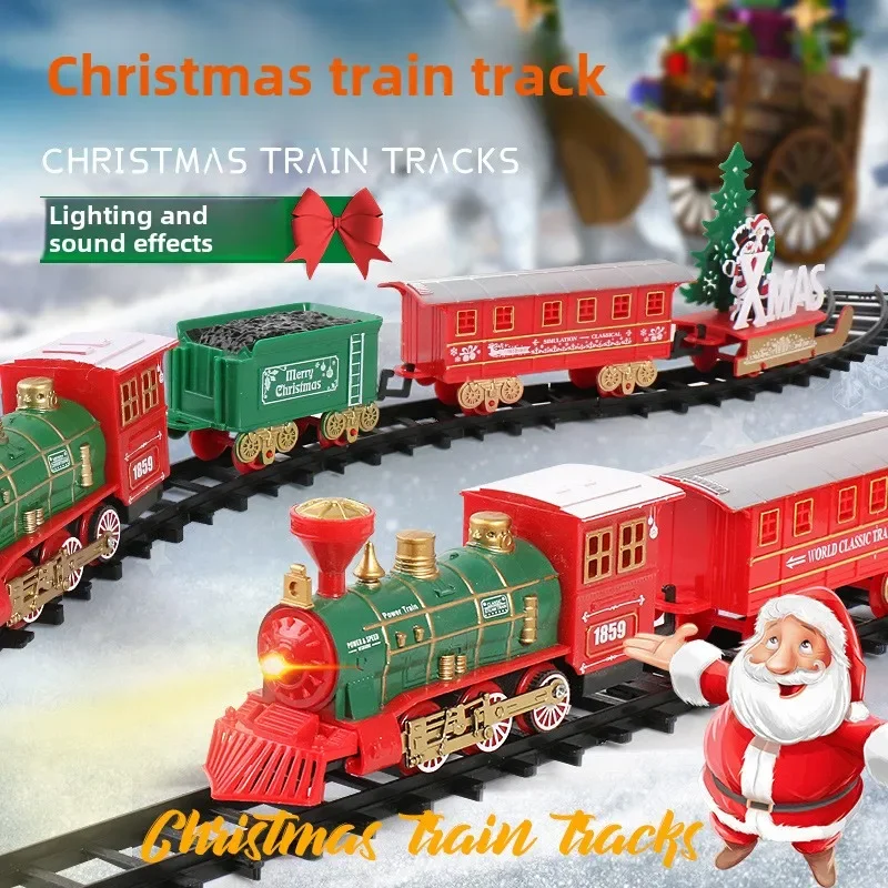 Tren de Navidad simulado, coche ferroviario de juguete, modelo de regalo de cumpleaños, tren retro de alta velocidad, eléctrico para niños