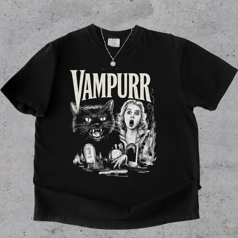 Vampire Dracula Shirt Women's T-shirt Suitable for All Seasons Retro Casual Unisex T-shirt