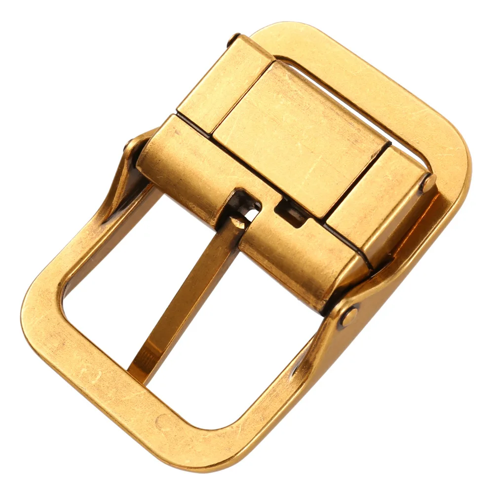 Vintage Gold Men\'s Square Buckle Classic Pin Buckle Casual Business Belt Accessory 3.3cm