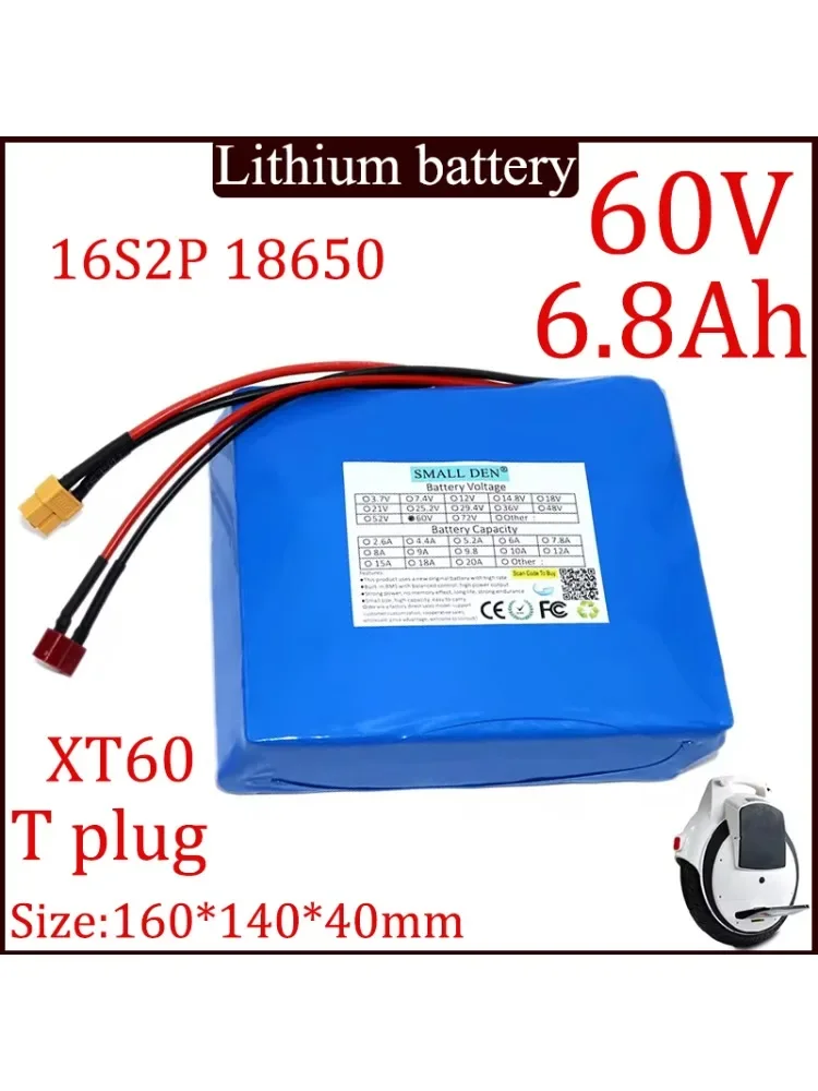 Batterie lithium-ion 60V 6,8 ah 18650 16S2P avec BMS haute puissance intégré, adaptée à une batterie de rechange pour outils électriques de grande capacité