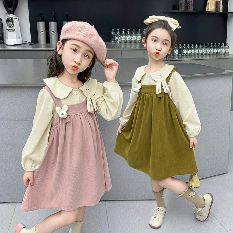 

Girls Princess Dress Children Shirts Tops Overall Dress Two-Piece Set Baby Kids Princess Clothing Sets Spring Autumn 2025 New