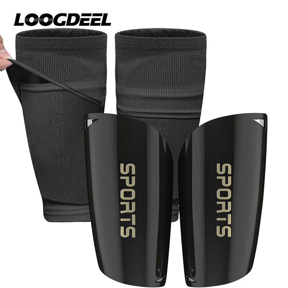 Loogdeel Kids Youth Soccer Shin Guards with Sleeves, Slip in Shinguards Soccer Shin Pads for Boys Girls Child Teens Adults