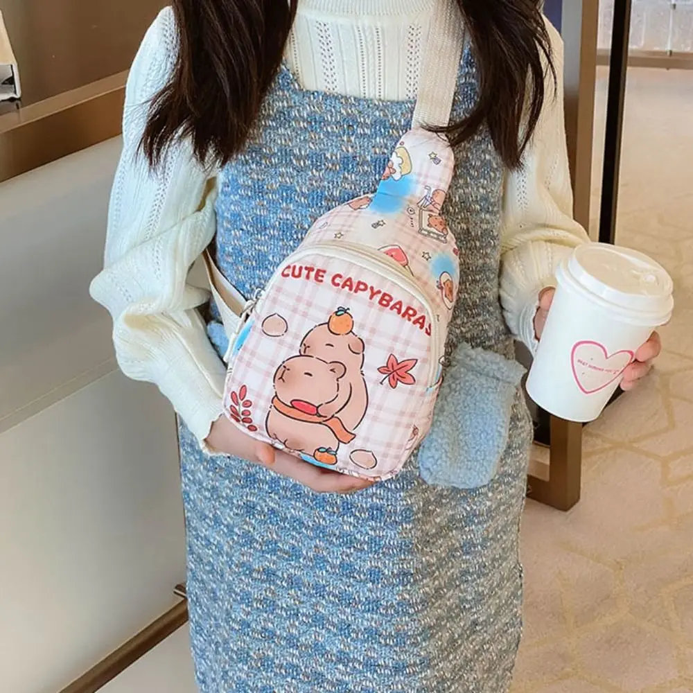 Borsa a tracolla creativa in nylon capibara Borsa a tracolla portatile casual in cartone animato Borsa a tracolla per bambini di grande capacità