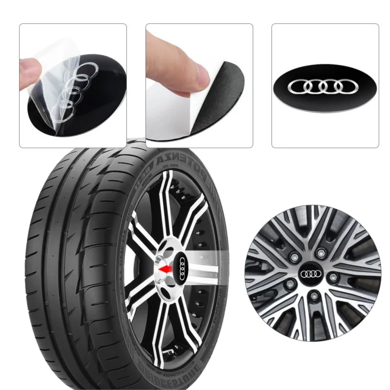 56/60/65mm 4PCS Car Wheel Center Covers Sticker Hub Caps Decoration Decals For Audi S Sline A1 A2 A3 S3 S6 Q3 8V A6 C7 A5 Q5 A1