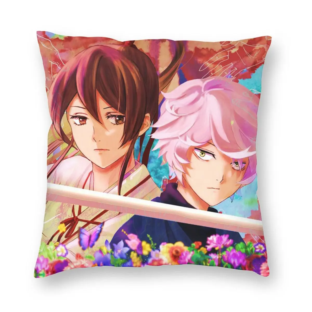 Hell's Paradise Jigokuraku Anime Square Pillowcase Pillow Cover Cushion Zip Decorative Comfort Throw Pillow for Home Car