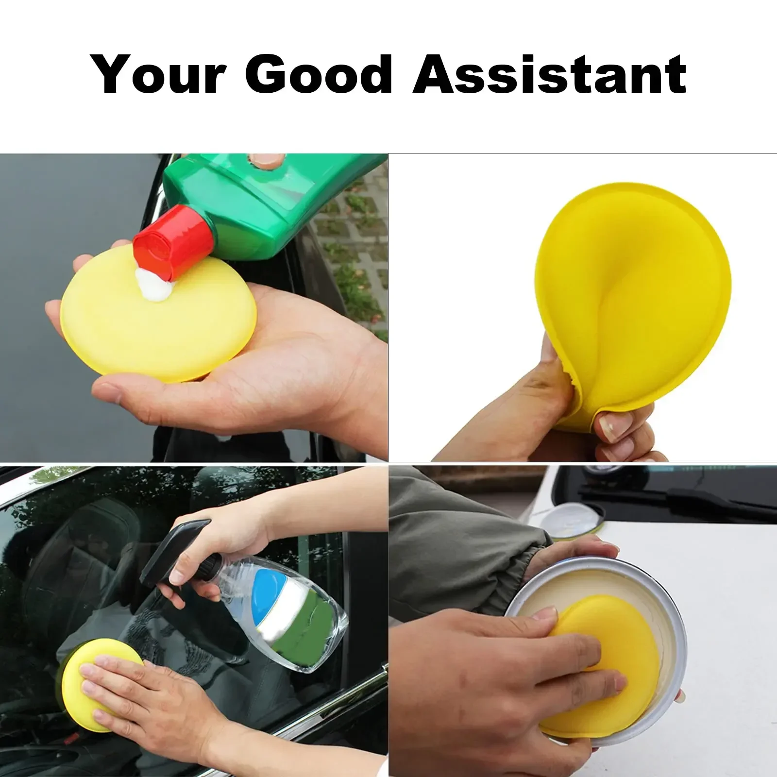 12Pcs Car Foam Sponge Wax Applicator Cleaning Detailing Pads Car Waxing Polishing Pad Home Car Wash Care 10cm Car Cleaning Kit image 6