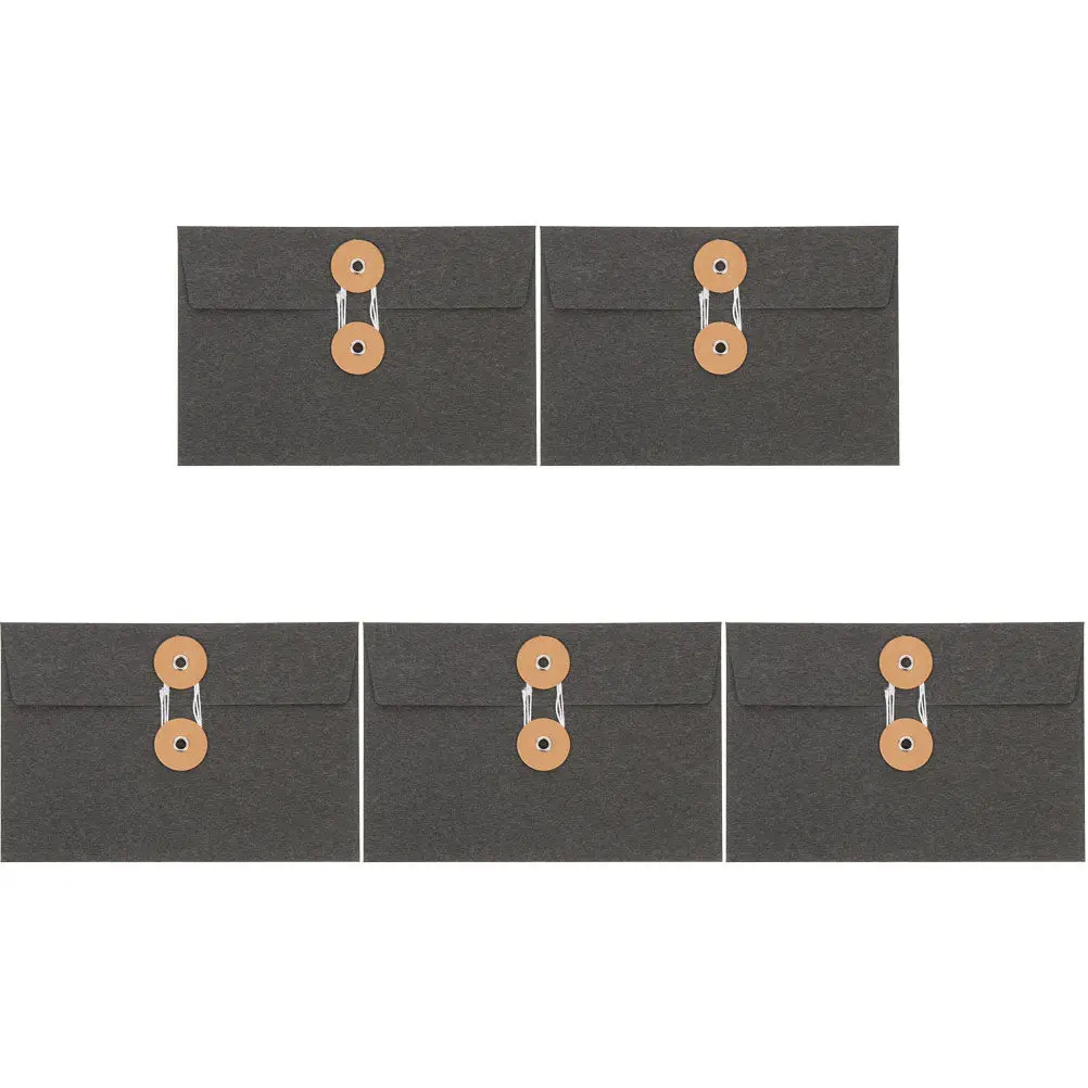

5Pcs Thick Kraft Paper String Tie Envelopes Vintage File Bags for Office School Travel Documents Storage Creative