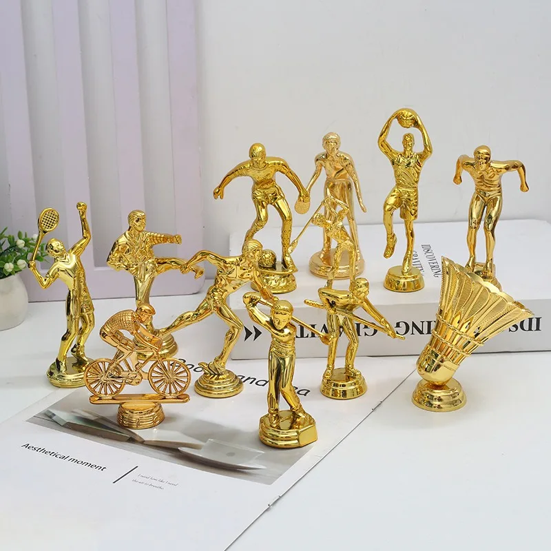 

Various small sports trophy models Football basketball badminton billiards trophy Metal resin fan collection