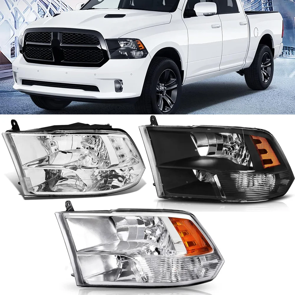 Pair Front Bumper Headlight For Dodge Ram 1500 2500 3500 2009 2010 2011 2012 2013 2014 2015-2018 Head Light Headlamp Head Lamp