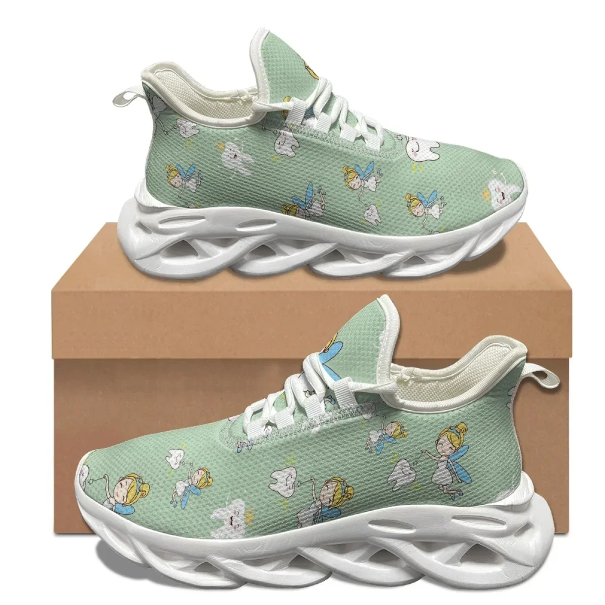 

Новые дизайнерские женские кроссовки Cartoon Dental Fairy класса люкс, летние, нескользящие, легкие, на плоской подошве, для прогулок, путешествий, работы и повседневной носки