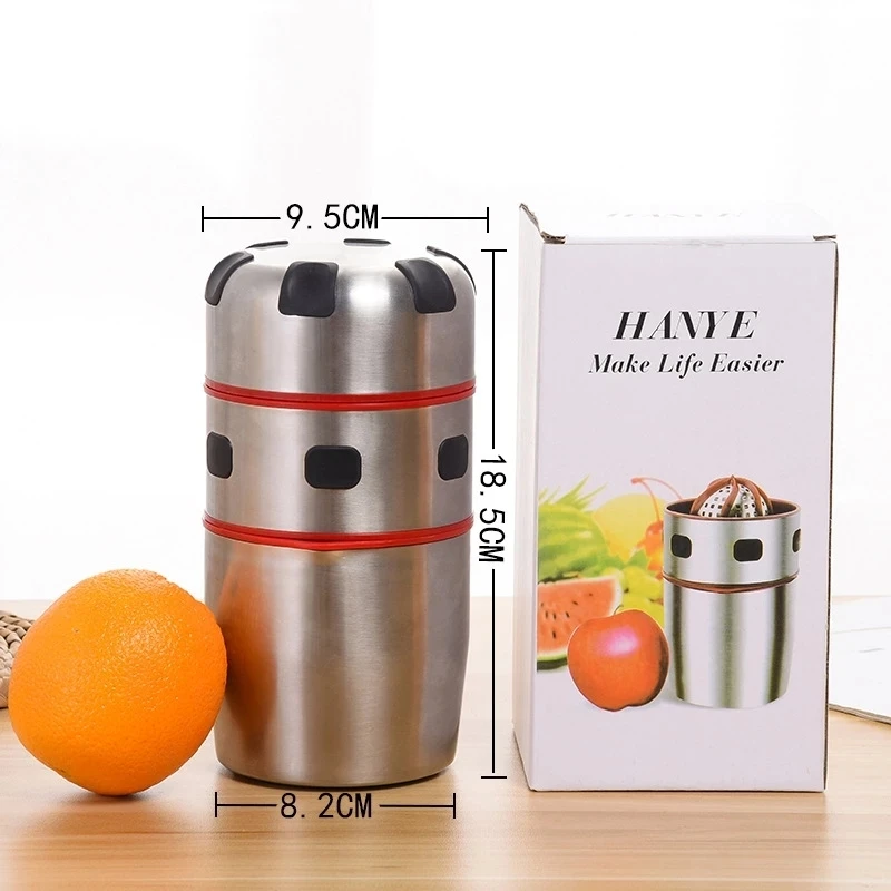 Citrus Juicer Manual Orange Juicers Portable Stainless Steel Hand Grapefruit Squeezer Lid Rotation Juice Squeezer Kitchen Tools