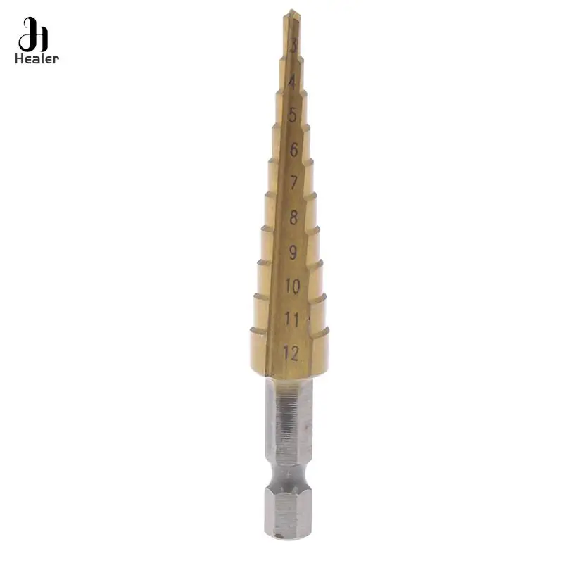 1Pcs Hexagonal Stepped Drill 3-12mm Coated Stepped Drill Bits Hex Handle Drill Bit Metal Drilling Power Tool