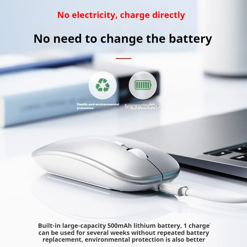 Inphic P-M1 Wireless Mouse Office Mute Mouse Rechargeable Bluetooth Three-Mode Power Display Suitable For Apple Mac Laptop Pc