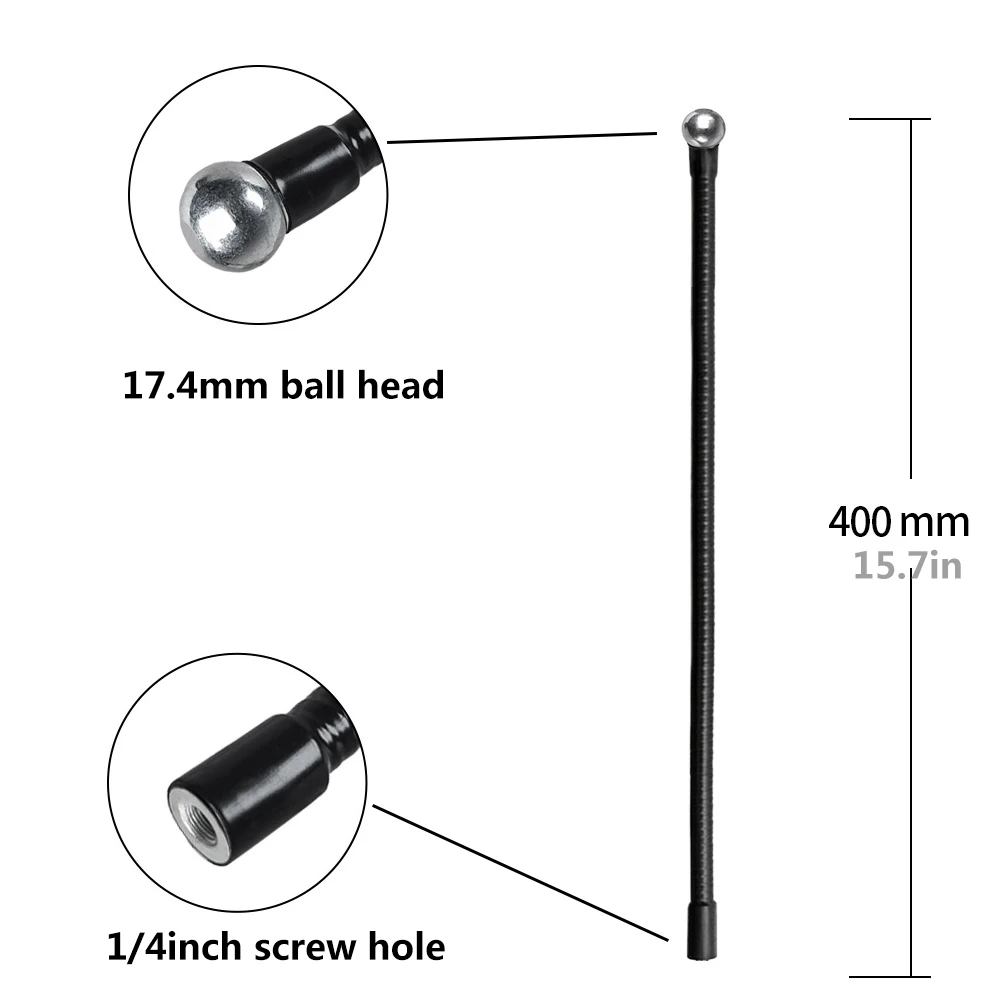 Flexible Metallrohrstange Einbeinstativ Selfie Stick Ständer mit 1/4 Zoll Schraube/Kugelkopf-Verlängerungsarm für Kamerastativ-Handy – Detail 24
