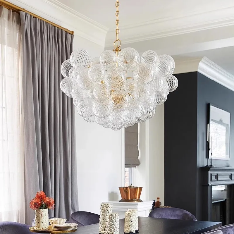

Modern American Whirlpool Glass Bubble Ball Chandelier Vintage Villa Living Empty Dining Room Cloakroom Master t
