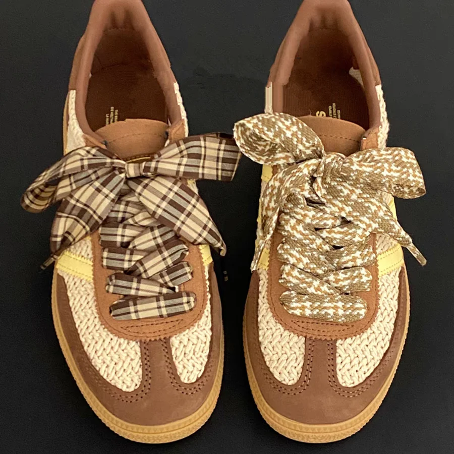 1 par de cordones marrones de rejilla para otoño e invierno, 2,5 cm, cordones de celosía de estilo británico, botas deportivas informales para hombres y mujeres, zapatos Retro DIY