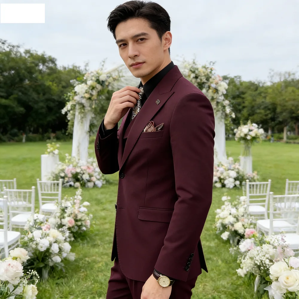 

Men's Wedding Tuxedo Best Selling Peak Lapel Single Breasted Formal Smoking Suit for Groomsmen Dance Ball