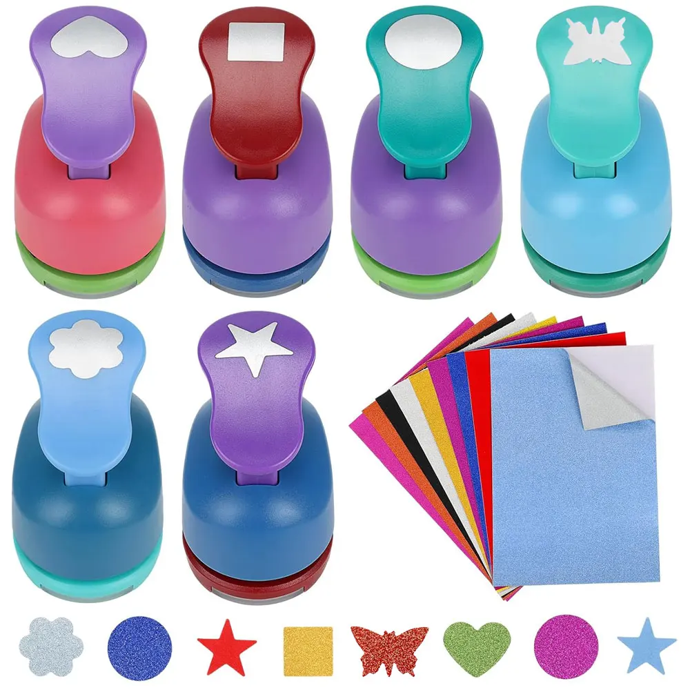 6-shape-craft-paper-punch-set-random-colors-1-inch-punch-with-10-glitter-adhesive-sheets-for-cards-scrapbook-diy