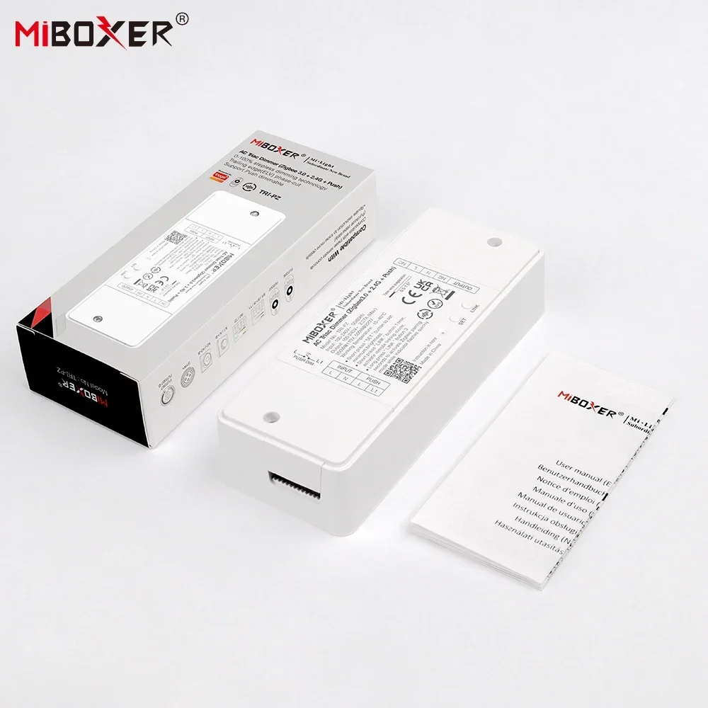 Miboxer TRI-PZ 500W AC Triac Dimmer (Zigbee 3.0 +2.4GHz + Push) Brightness Adjustable Google Home Alexa Triac Dimmable LED Lamps