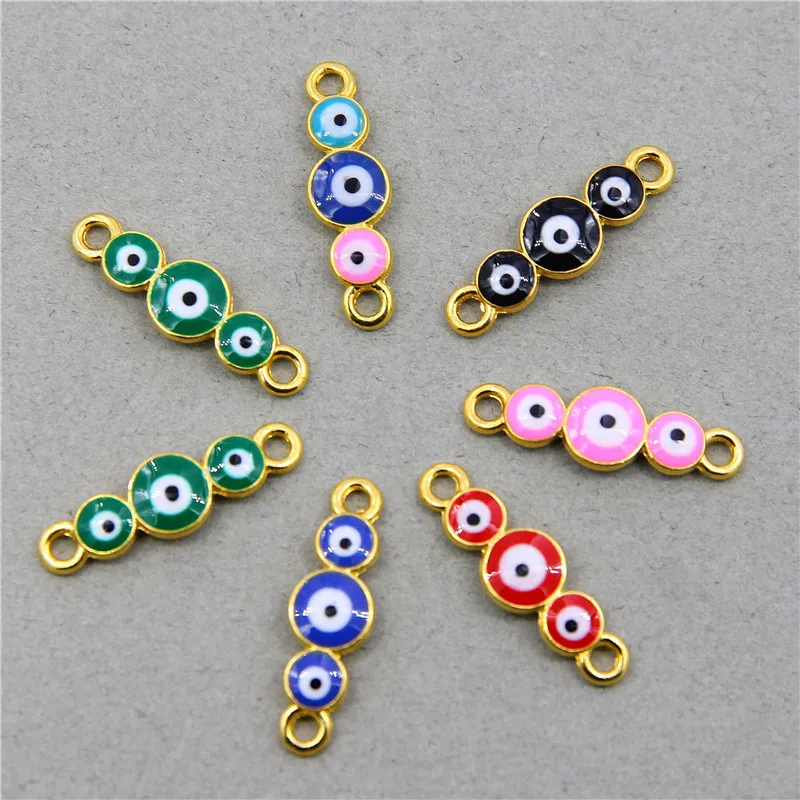 6pcs 26*7*3mm new fashion evil eye eyes elephant with bracelet connector jewelry accessories jewelry DIY production