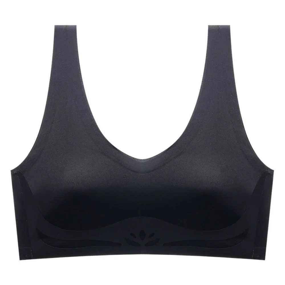 

Soft Ice Silk Wireless Deep V Bra Thin Cup Push Up Brassiere for Women Close-fitting Underwear Girls Seamless Bra Yoga