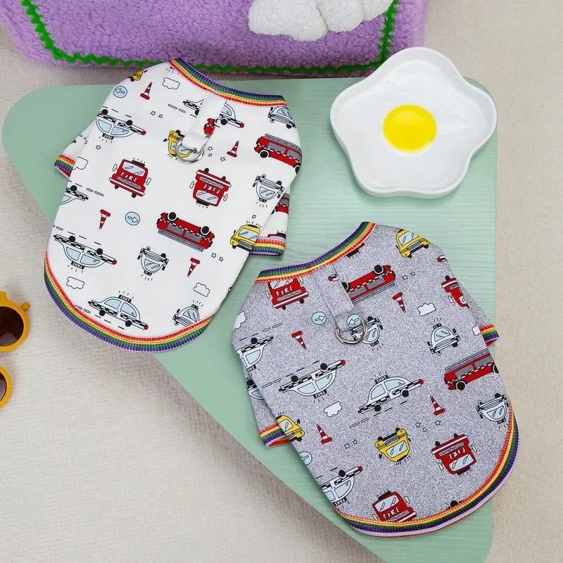 Cute Small Car Printed Hoodie Dog Clothes Christmas Puppy Coat Warm Clothes WinterJackets Teddy Casual Clothes Pet Supplies