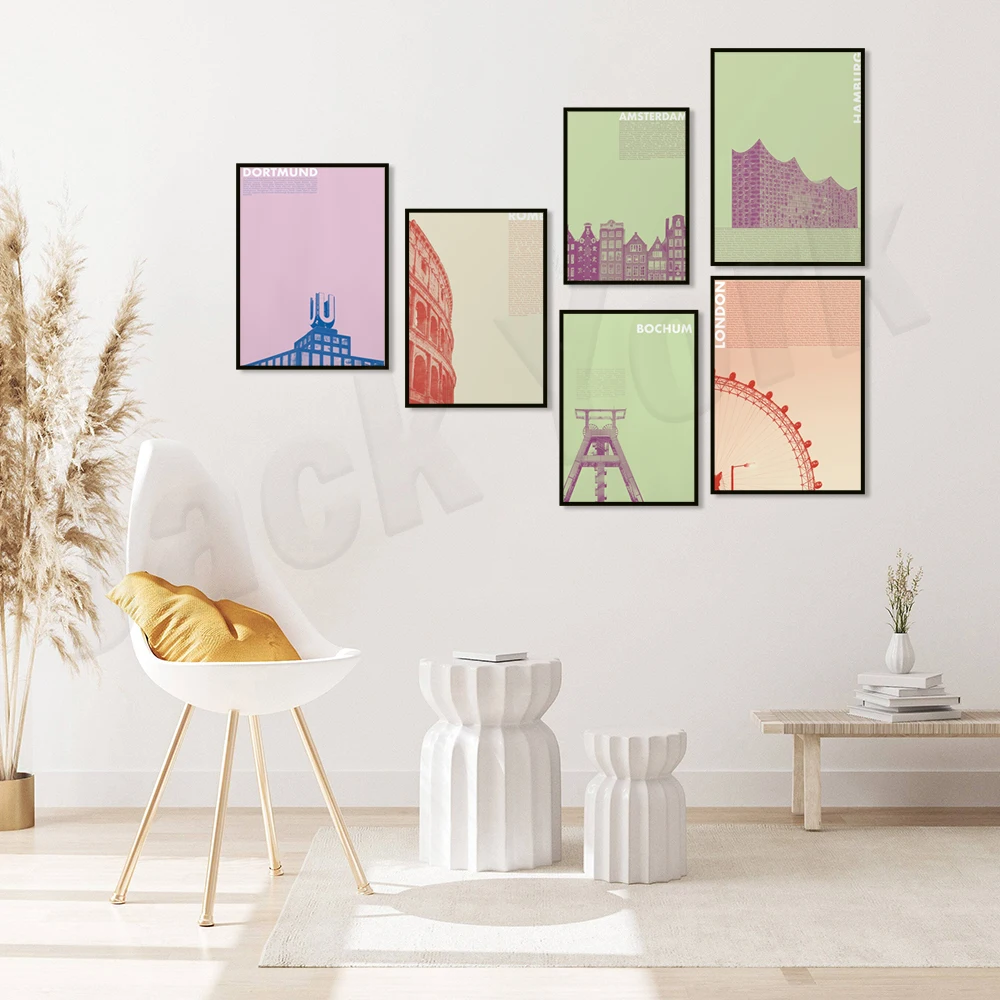 جامعة دورتموند، إلبفيل هارموني، أمستردام، الكولوسيوم، نيويورك، صورة مانهاتن، عين لندن المملكة المتحدة، ملصق بوشوم الرجعية gif #4