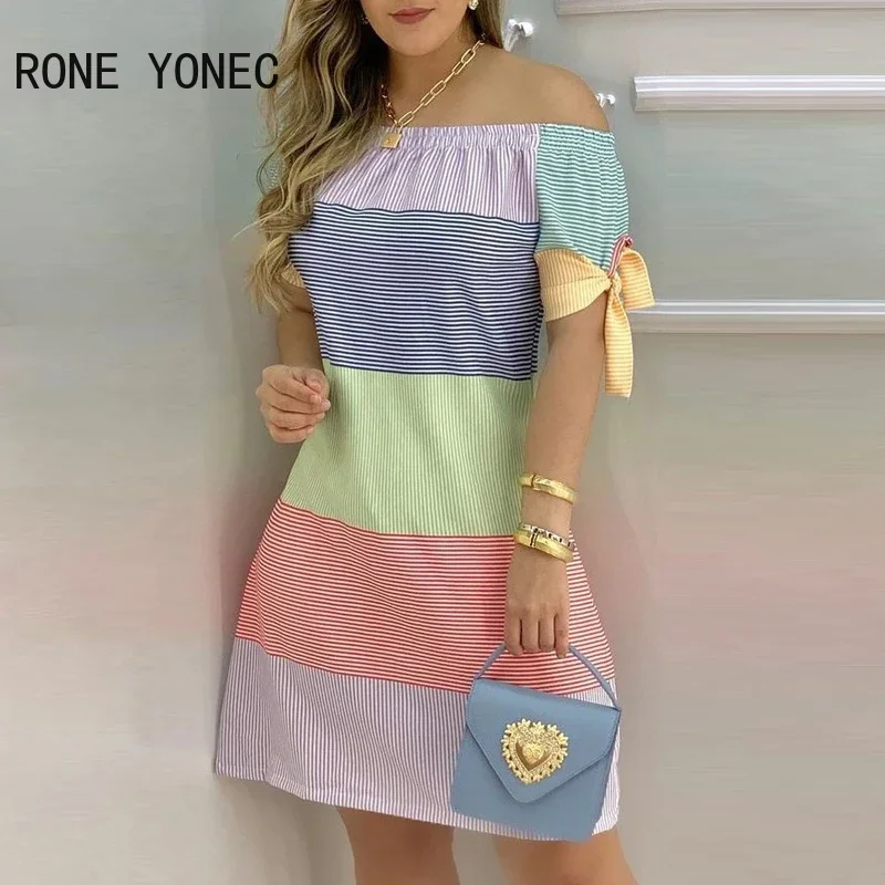 

Женское повседневное ТРАПЕЦИЕВИДНОЕ мини-платье со шнуровкой, открытыми плечами и короткими рукавами