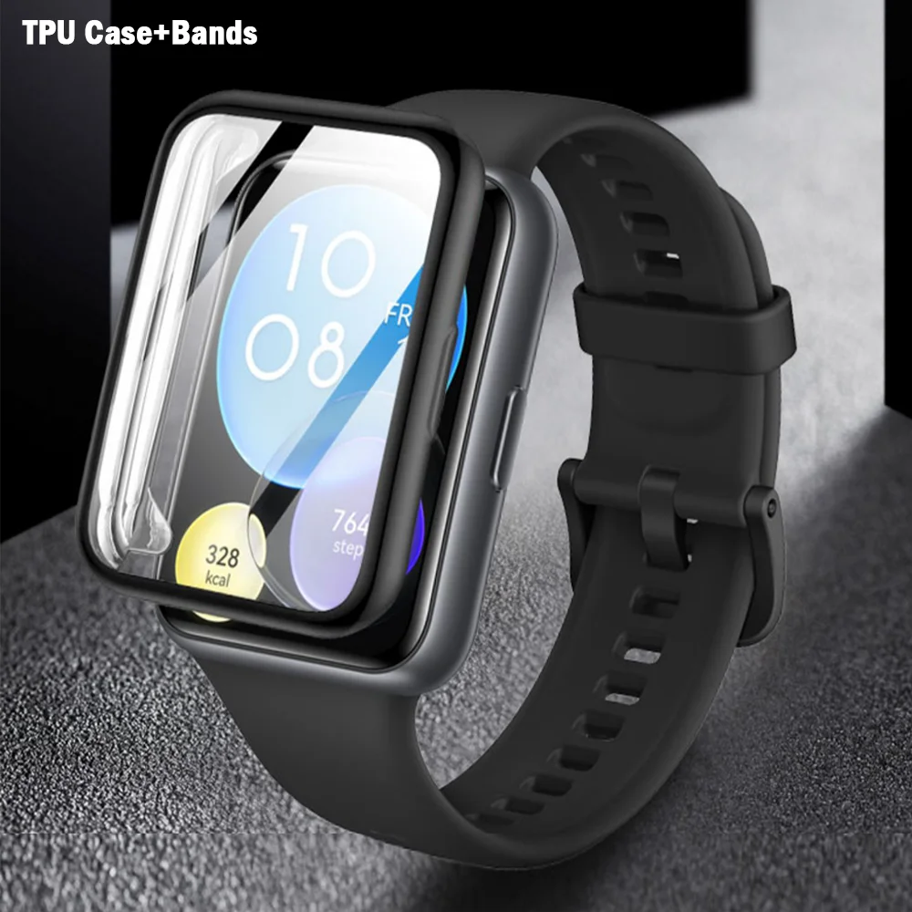 Correa de silicona + funda de TPU para huawei watch fit 2, repuesto de correa de reloj inteligente, pulsera deportiva, accesorios para Huawei fit2