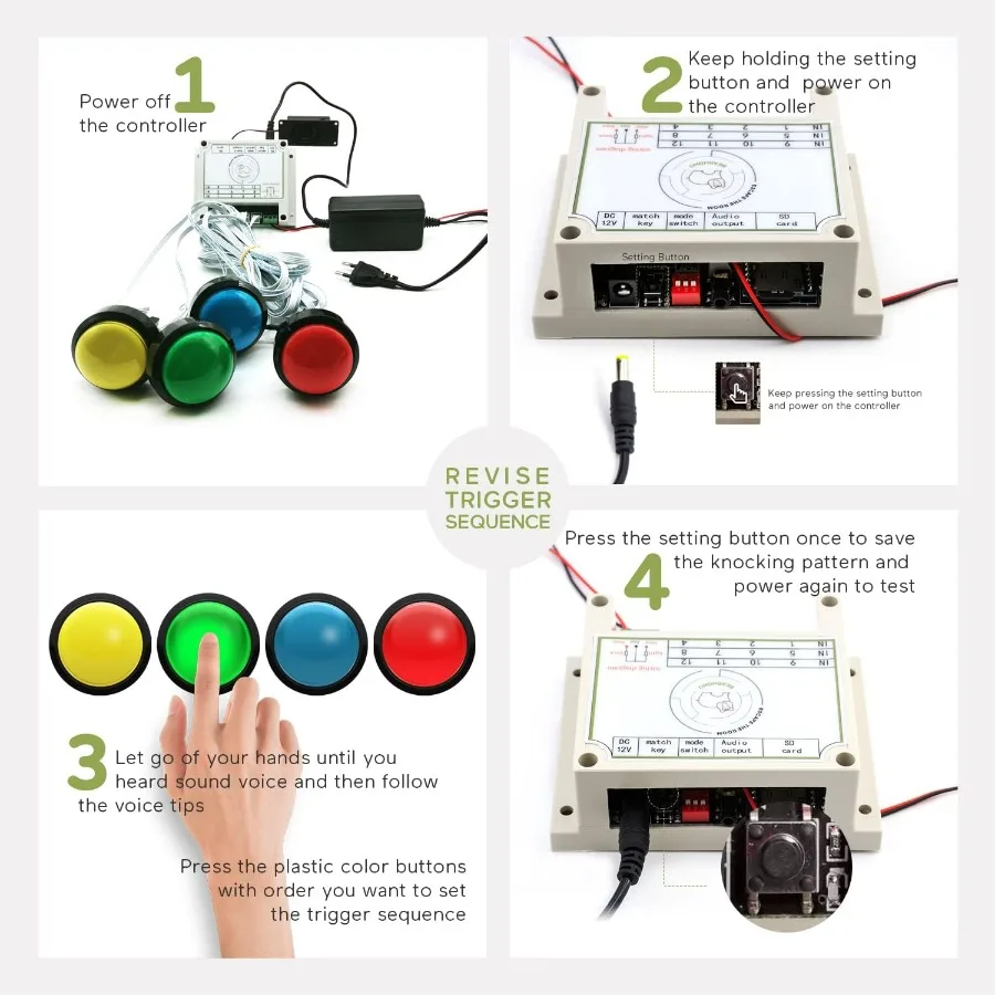 دعائم غرفة الهروب مع آلية 5 أزرار ألوان للتحكم في قفل مغناطيسي 12 فولت في لعبة الخروج: تحدي اللغز التفاعلي لـ Pla