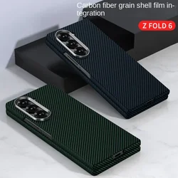 Z Fold 6 Carbon Fiber Leather Phone Case for Samsung Galaxy Z Fold 6 Fold6 Shell Membrane Hard Shell Shockproof Protective Cover