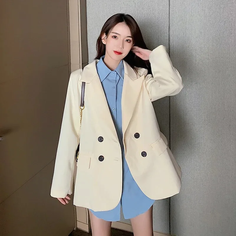 

UNXX Solid Color Korean Casual Blazers Fashion Women's Clothing Straight Pockets Button Notched Spring Autumn Coat Young Style