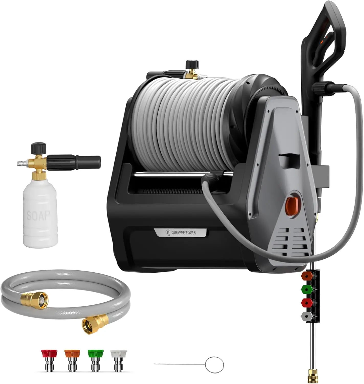 

Grandfalls Retractable Wall Mount Pressure Washer Plus, Electric Power Washer with 100ft Pressure Hose, Max 2900PSI 2.2 GPM
