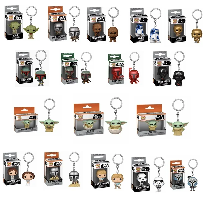 FUNKO POP Star Wars: El Mandaloriano, Darth Vader, Stormtrooper, Yoda, el Niño con la Taza, Llavero de Star Wars, Juguetes, Colgante para Niños