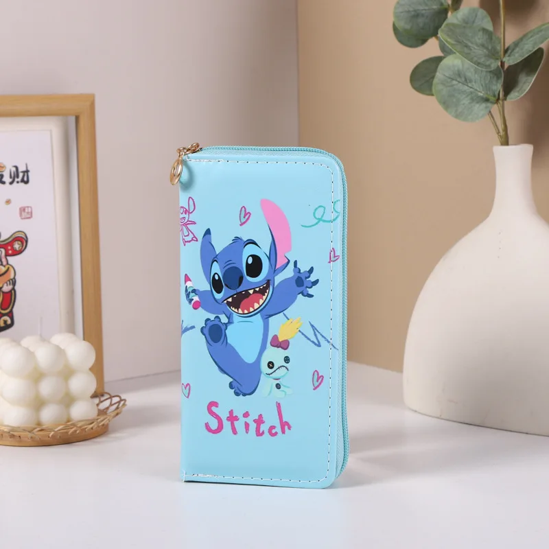 Disney Stitch Wallet Cartoon Coin Purse Women\'s Purse Card Bag Double High Capacity Zip Storage Bag Children\'s Gift Toys