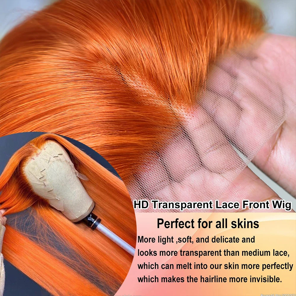 Ingwer gerade 13x6 HD Spitze Frontal Perücke 30 40 Zoll brasilia nisch orange gefärbt 13x4 gerade Spitze Front Perücken für Frauen menschliches Haar