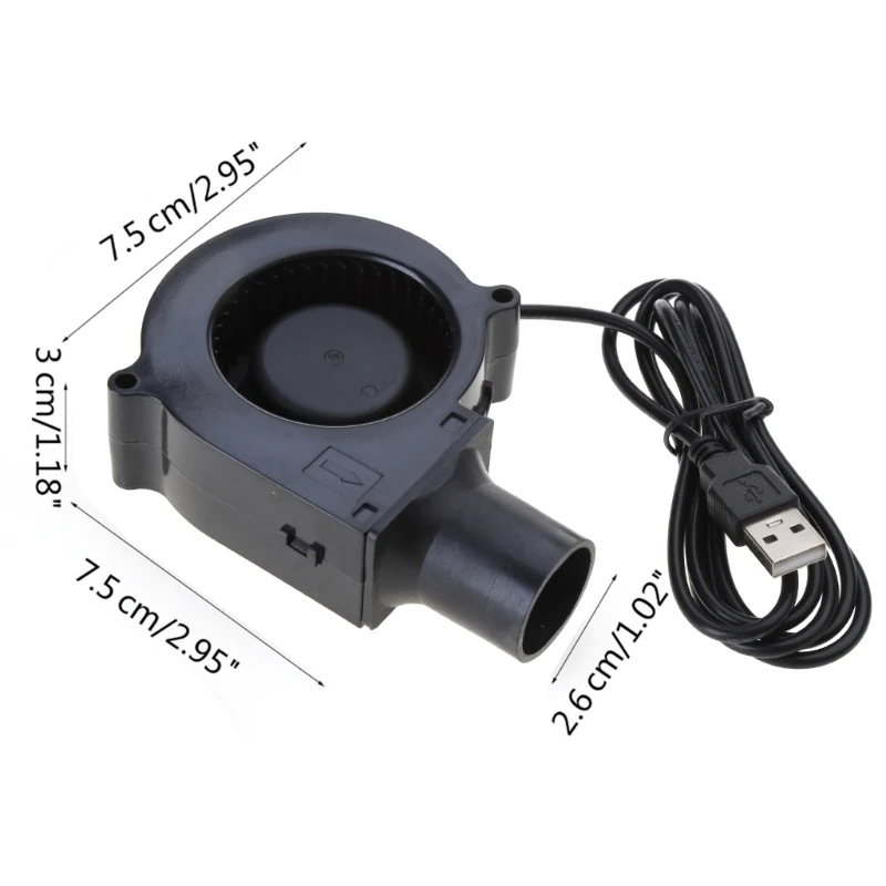 BBQ Fan PWM Blower 75x75x30mm 5V 2A Large USB Powered Fan for Cooking Dropship