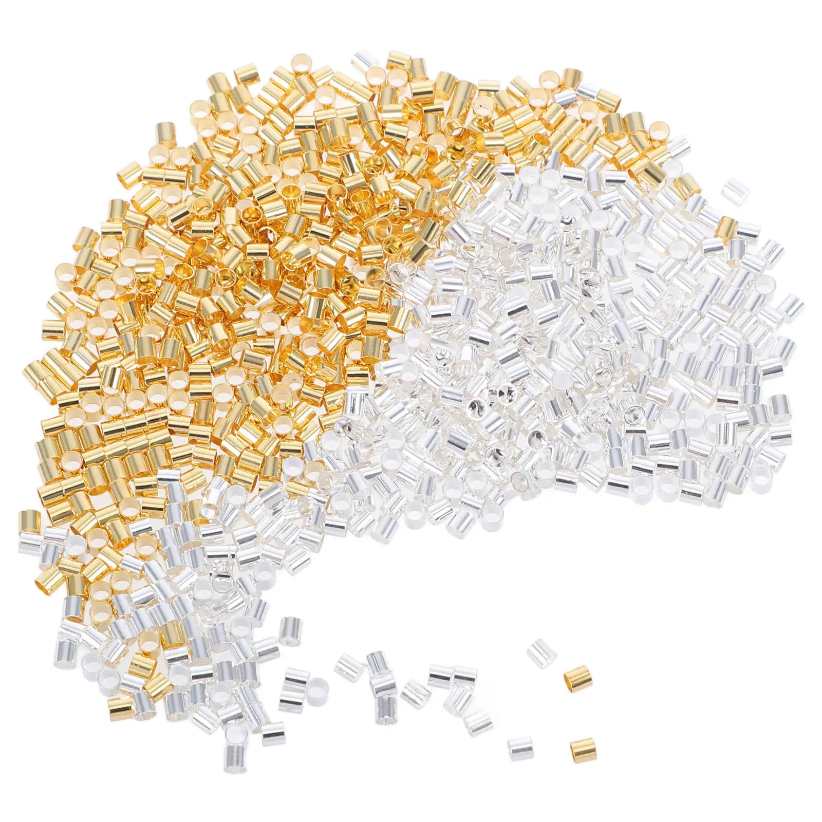 

10G 2 мм латунные трубчатые обжимные бусины для изготовления ювелирных изделий, для браслетов и ожерелий своими руками, обжимные разделительные бусины, трубки для обжима ювелирных изделий