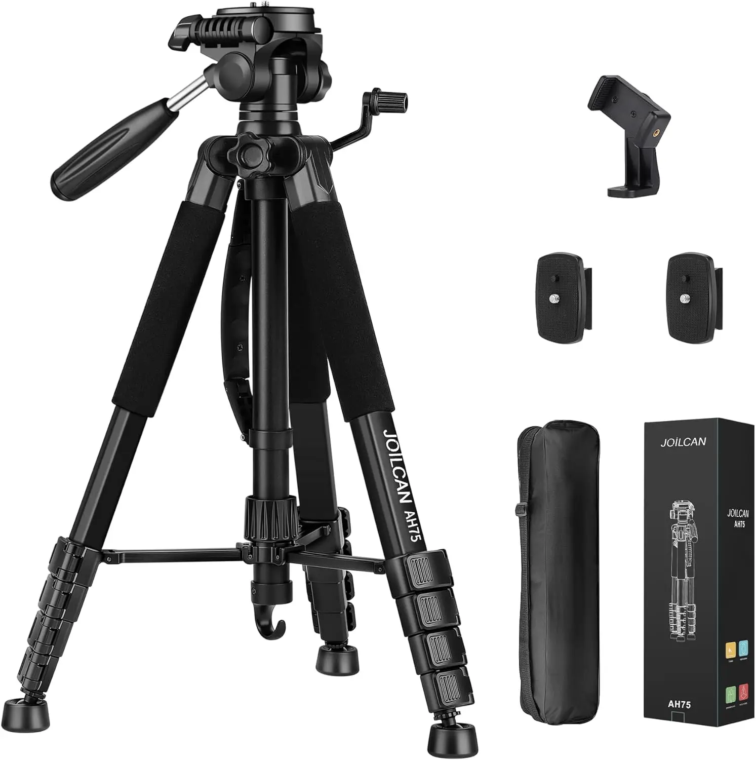 

74-дюймовый профессиональный штатив для DSLR-камер и телефонов, максимальная нагрузка 15 фунтов, для видеосъемки и путешествий