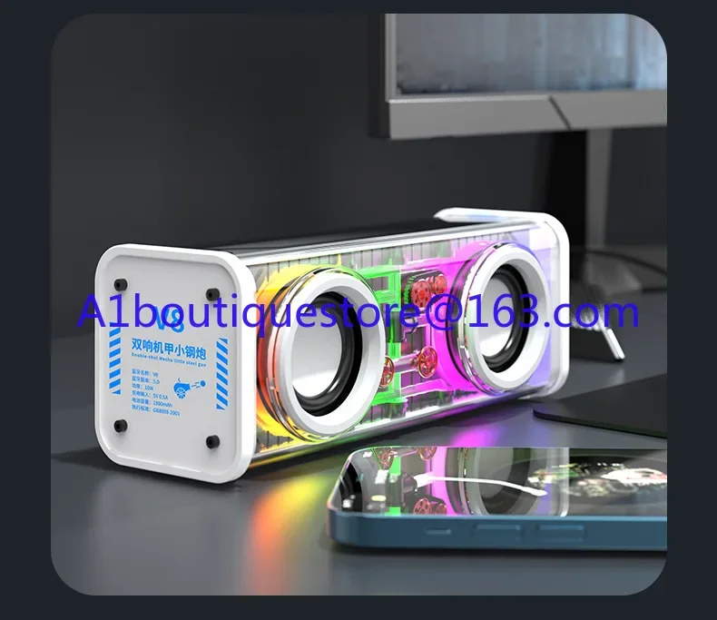 Speaker RGB Gaming 2.1 Woofer PC Speaker with 7 Color Light Emitting Diode Light V8