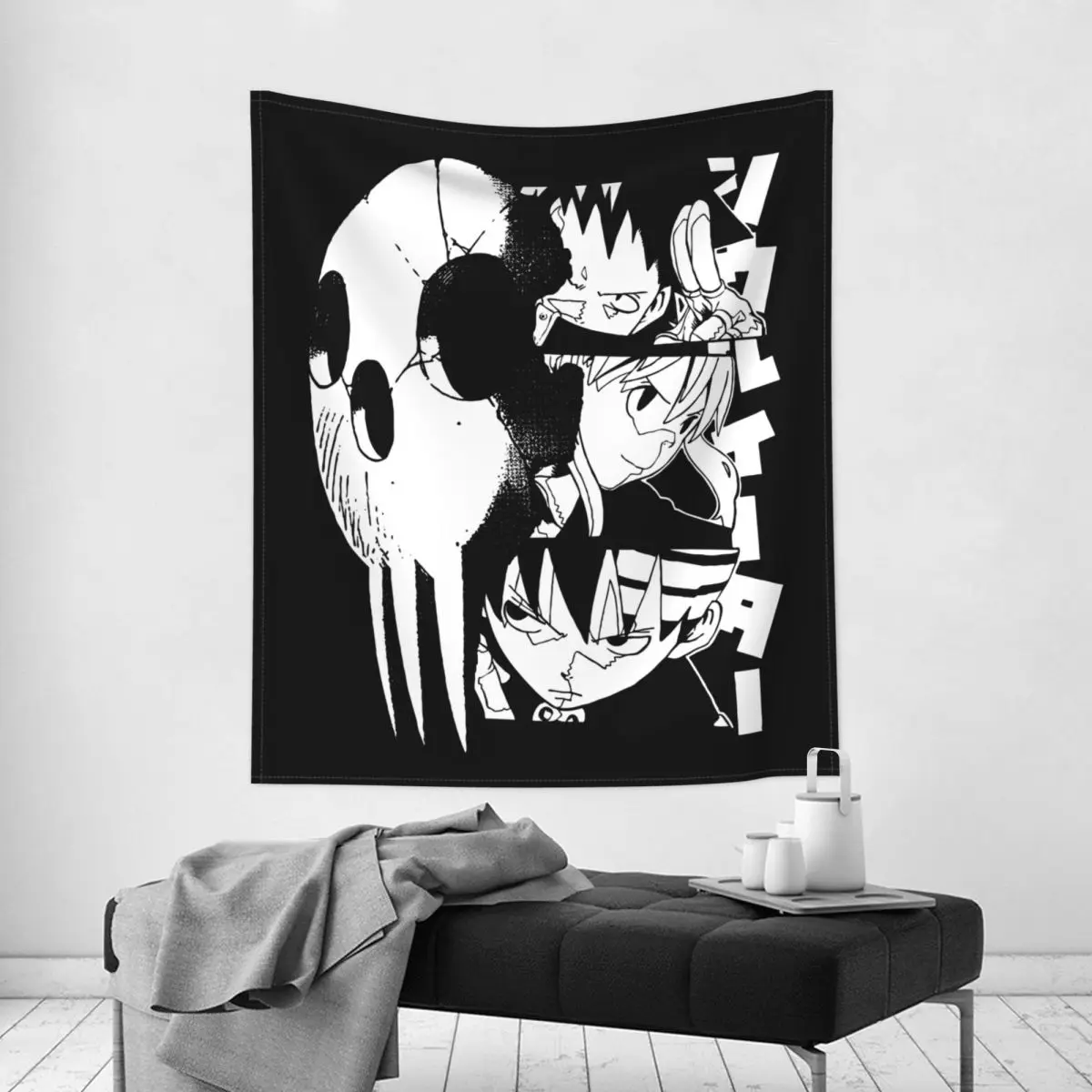 Shinigami Prospects Anime Soul Eater Tapestry Wall Hanging Printed Fabric Tapestries Boho Wall Blanket Room Home Decor Tapiz