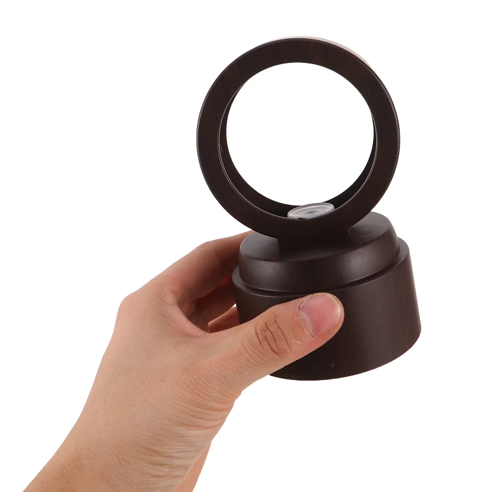 

2.2Inch Wood Grain Led Display Base Usb Powered Rotating Stand For Crystal Ball Glass Art Illuminated Round Base Lighted