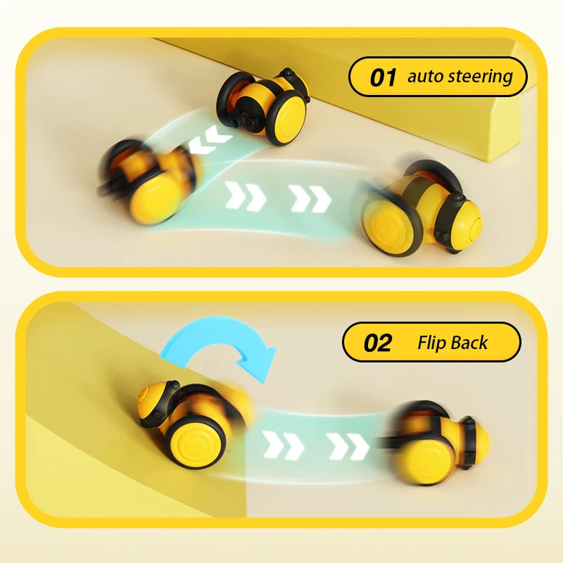 Smart Cat Toy Car Cute Bee Running Car Cat Toys Interactive Cat Sticks Teaser Feather Random Moving Electric Pet Cat Toys